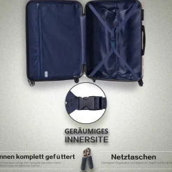 Coolife Hartschalen-Koffer Trolley Rollkoffer TSA-Schloss 4 Rollen Weiß/Braun
