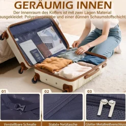 Coolife Koffer-Set 3tlg Mittlerer Koffer ABS Hartschale 4 Rollen TSA-Schloss