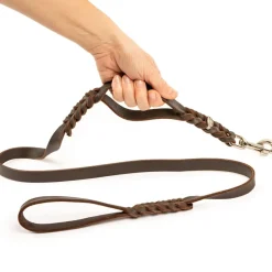 CopcoPet - Lederleine Fettlederleine Hundeleine mit zwei Handgriffen