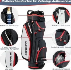 Costway Golftasche, Golfreisetasche Cartbag mit Regenhaube und Getränkekühltasche