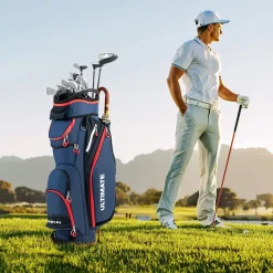 Costway Golftasche, Golfreisetasche Cartbag mit Regenhaube und Getränkekühltasche