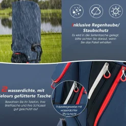 Costway Golftasche, Golfreisetasche Cartbag mit Regenhaube und Getränkekühltasche