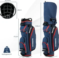 Costway Golftasche, Golfreisetasche Cartbag mit Regenhaube und Getränkekühltasche