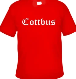 Cottbus Herren T-Shirt - Altdeutsch - Rotes Tee Shirt