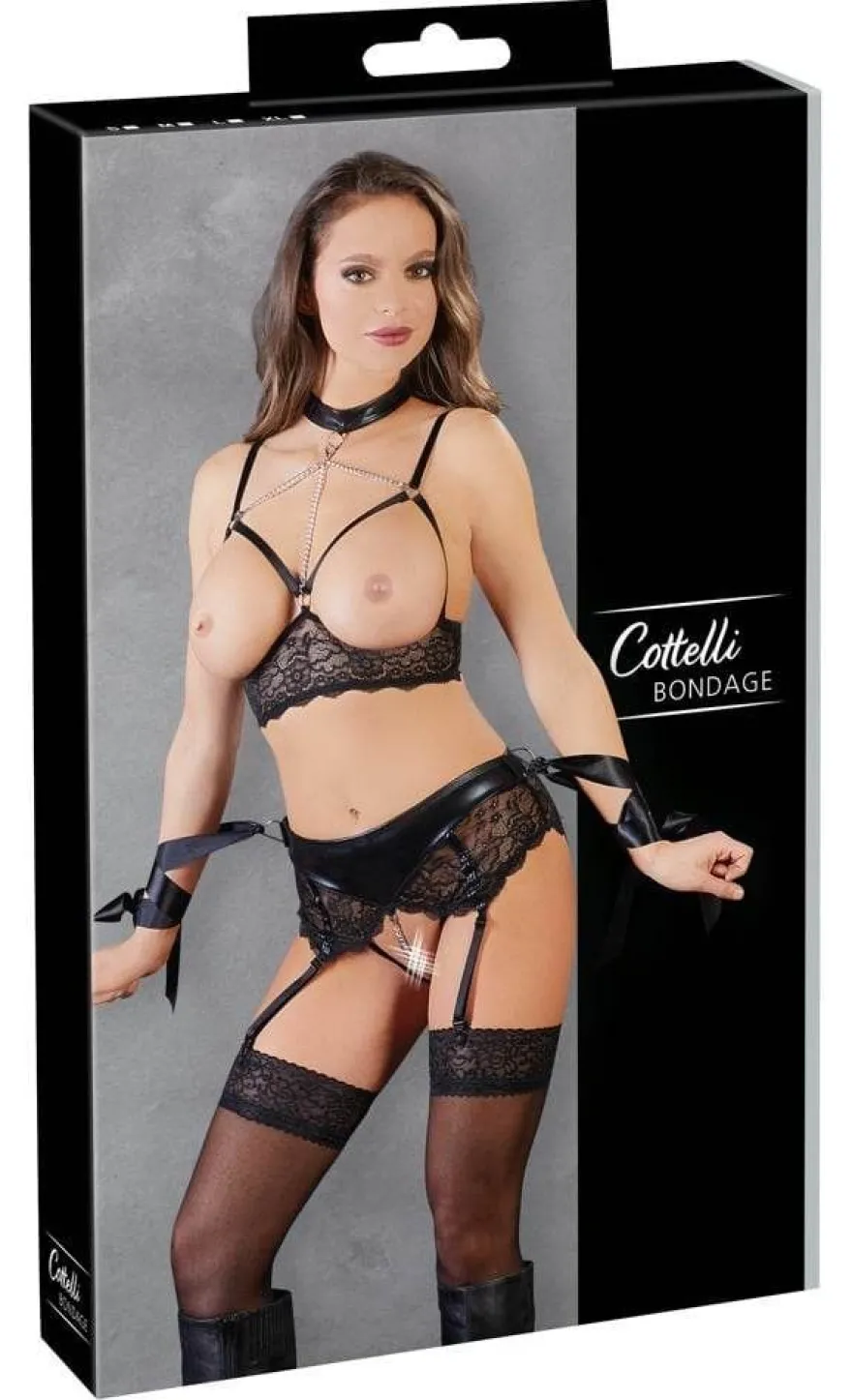 Cottelli Bondage BH-Set mit Riemchen-Details und Fesselmoeglichkeiten