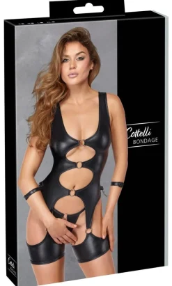 Cottelli Bondage Set Strapshemd String Handfesseln Schwarz Silber