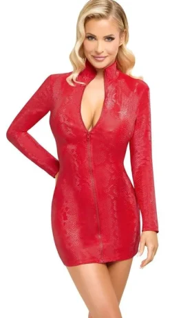 Cottelli PARTY Enges Extrakurzes Kleid - Rote Snakeskin