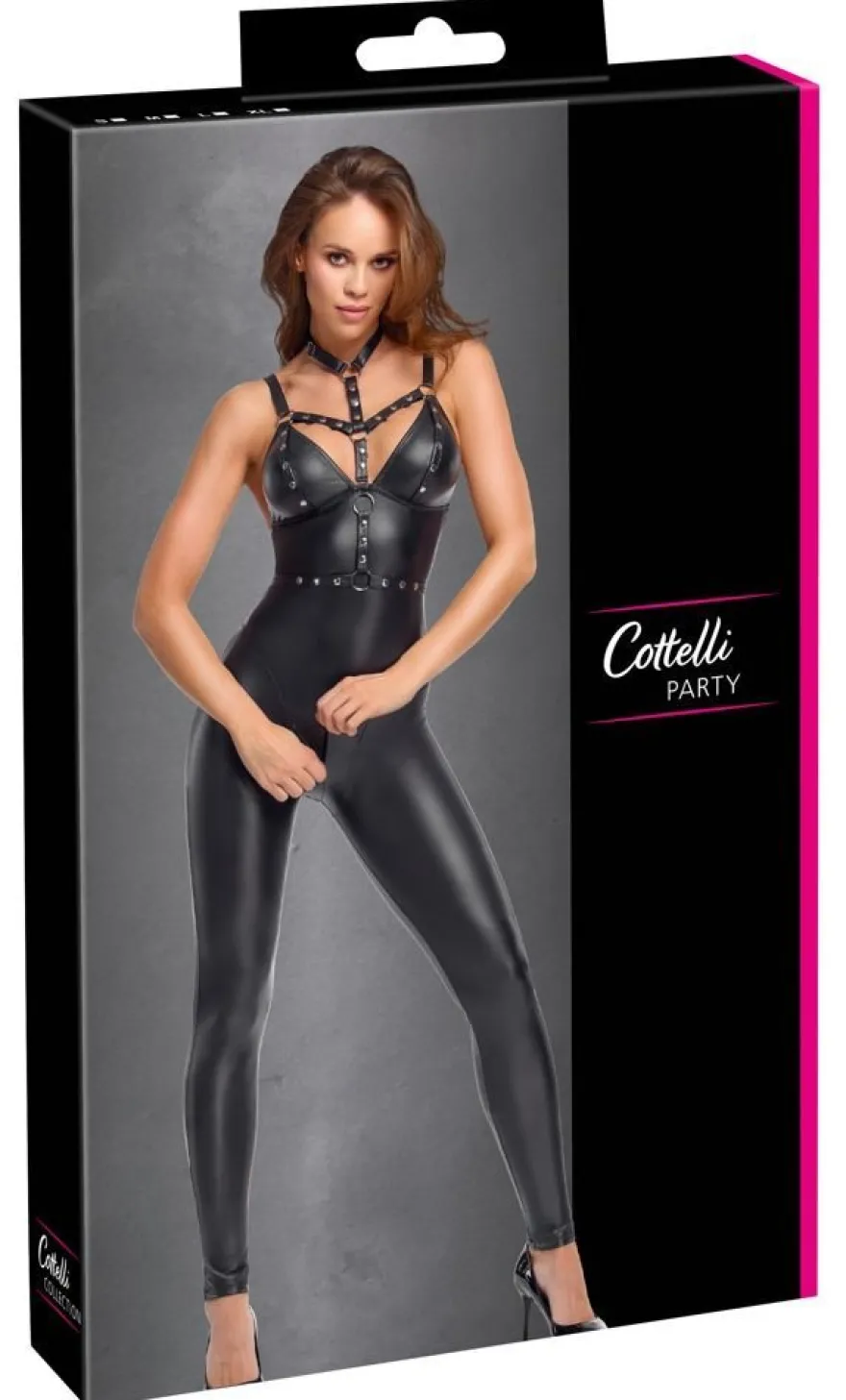 Cottelli Party Harnessed Overall Schwarz Mattlook Metall-Details