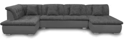 Couchgarnitur NICOLE ohne Schlaffunktion Ottomane Rechts Grau/ Schwarz