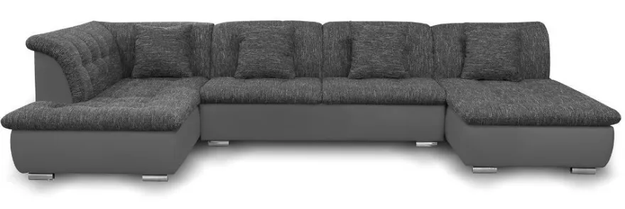 Couchgarnitur NICOLE ohne Schlaffunktion Ottomane Rechts Grau/ Schwarz