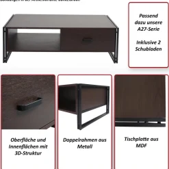 Couchtisch HWC-A27, Beistelltisch Wohnzimmertisch, 41x120x60cm 3D-Struktur