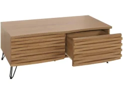 Couchtisch HWC-M49, 3D-Design 2 Schubladen MDF Metall 46x110x55cm