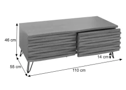 Couchtisch HWC-M49, 3D-Design 2 Schubladen MDF Metall 46x110x55cm