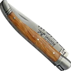 Coutellerie Le Fidele, Laguiole Taschenmesser Olivenholz Griff Lederetui