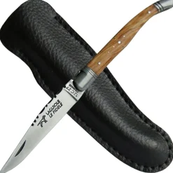 Coutellerie Le Fidele, Laguiole Taschenmesser Olivenholz Griff Lederetui