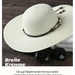Creekstone Damen Strohhut mit breiter Krempe, UPF 50+ UV-Schutz, faltbar