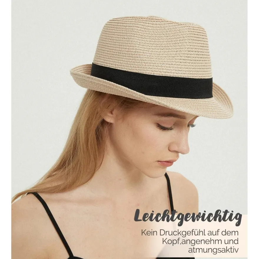 Creekstone Fedora Sonnenhut für Damen und Herren, faltbarer Papierstroh