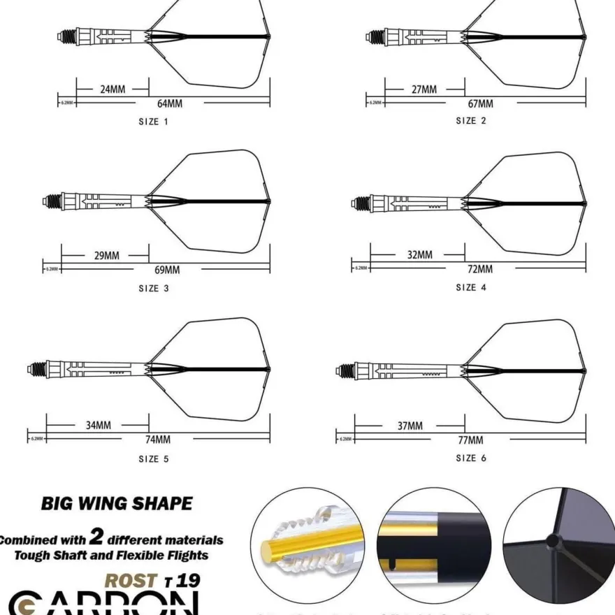 Cuesoul ROST T19 Carbon Integrierter Dartschaft und Flight Big Wing-Form