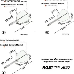Cuesoul ROST T19 Integrierter Dartschaft und Flights, Big Wing Shape, Rot/Weiß