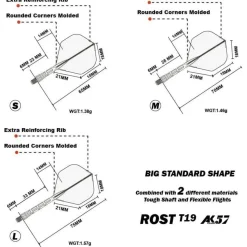Cuesoul ROST T19 integrierter Dartschaft und Flight, Lila/Eis, Größe S, 65mm