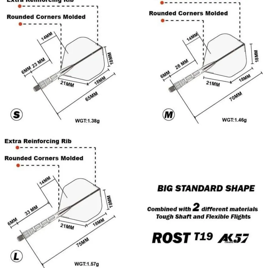 Cuesoul ROST T19 integrierter Dartschaft und Flight, Lila/Eis, Größe S, 65mm
