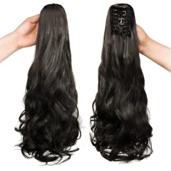 Cybelleza Clip in Ponytail Extensions Zopf Haarteil Gewellt Lockig Kunsthaare