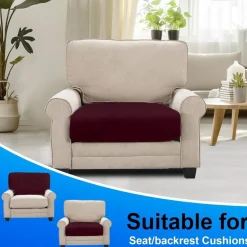 Cycmaco Samt Sitzkissenbezug für Sofas, Stretch, rutschfest, waschbar, Großer