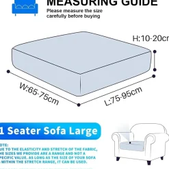 Cycmaco Samt Sitzkissenbezug für Sofas, Stretch, rutschfest, waschbar, Großer