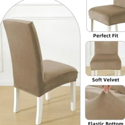 Cycmaco Stuhlhussen Samt 6er Set, Stretch Stuhlbezüge für Hochlehner und