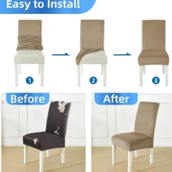 Cycmaco Stuhlhussen Samt 6er Set, Stretch Stuhlbezüge für Hochlehner und