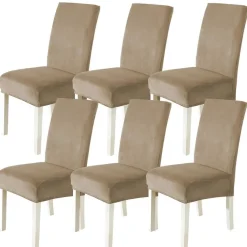 Cycmaco Stuhlhussen Samt 6er Set, Stretch Stuhlbezüge für Hochlehner und
