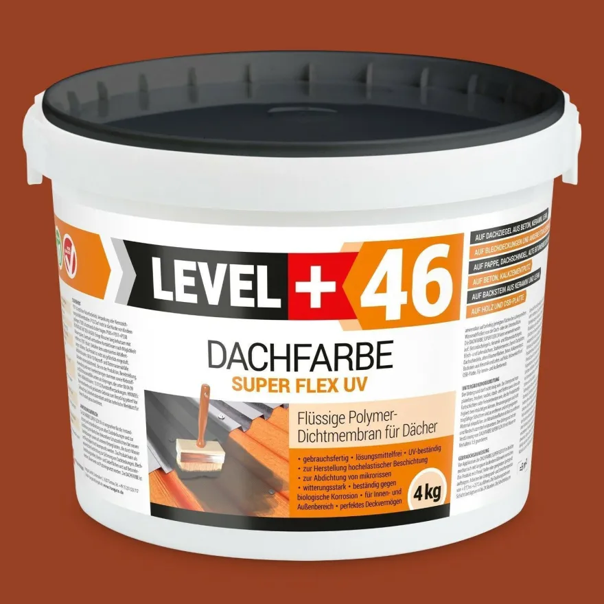 Dachfarbe Sockelfarbe Flexibler Dachlack UV-beständig Ziegelrot 4,0kg L+46