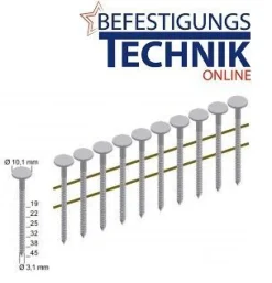 Dachpappnägel 3,1x25mm Ring verzinkt für Hikoki Metabo Akku Dachpappnagler NV1845DA