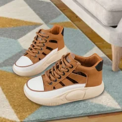 Damen-Freizeitschuhe, Plateau-Turnschuhe, rutschfeste Mode- mit dicken Sohlen,
