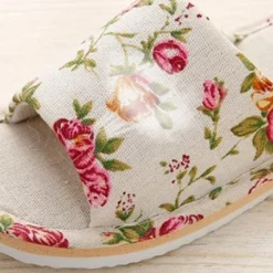 Damen Heim Hausschuhe Freizeit Offen Zehen Schlafzimmer Blumenmuster Sandale
