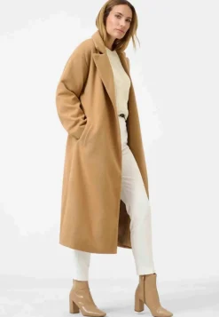Damenmantel Ricano Miriam camel lang mit Bindegürtel