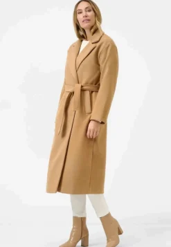 Damenmantel Ricano Miriam camel lang mit Bindegürtel