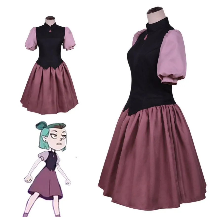 Damen Outfit The Owl House Cosplay Kostüme Amity Edalyn Luz Kleid Schulkleid Rock