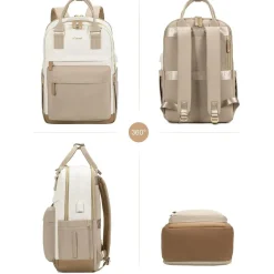Damen Rucksack 15,6 Zoll Laptop Schulrucksack Reiserucksack Beige
