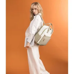 Damen Rucksack 15,6 Zoll Laptop Schulrucksack Reiserucksack Beige