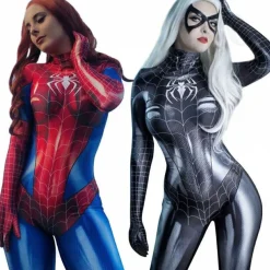 Damen Sexy Karneval Cosplay Spiderman Damen Kostum Superhero Party Jumpsuit