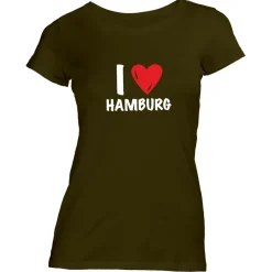 Damen T-Shirt I love Hamburg