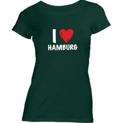 Damen T-Shirt I love Hamburg