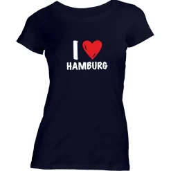 Damen T-Shirt I love Hamburg