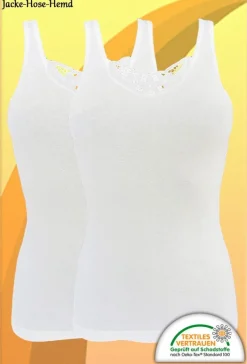Damen-Unterhemd Lady-Top Weiß gekämmte Baumwolle Achselhemd Gr. 38 bis 62 NEU