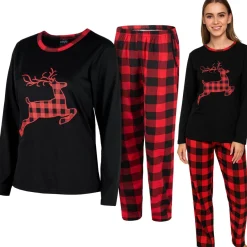 Damen Weihnachts-Pyjama HEYO Baumwolle Schlafanzug Set X-Mas Muster Sleepwear