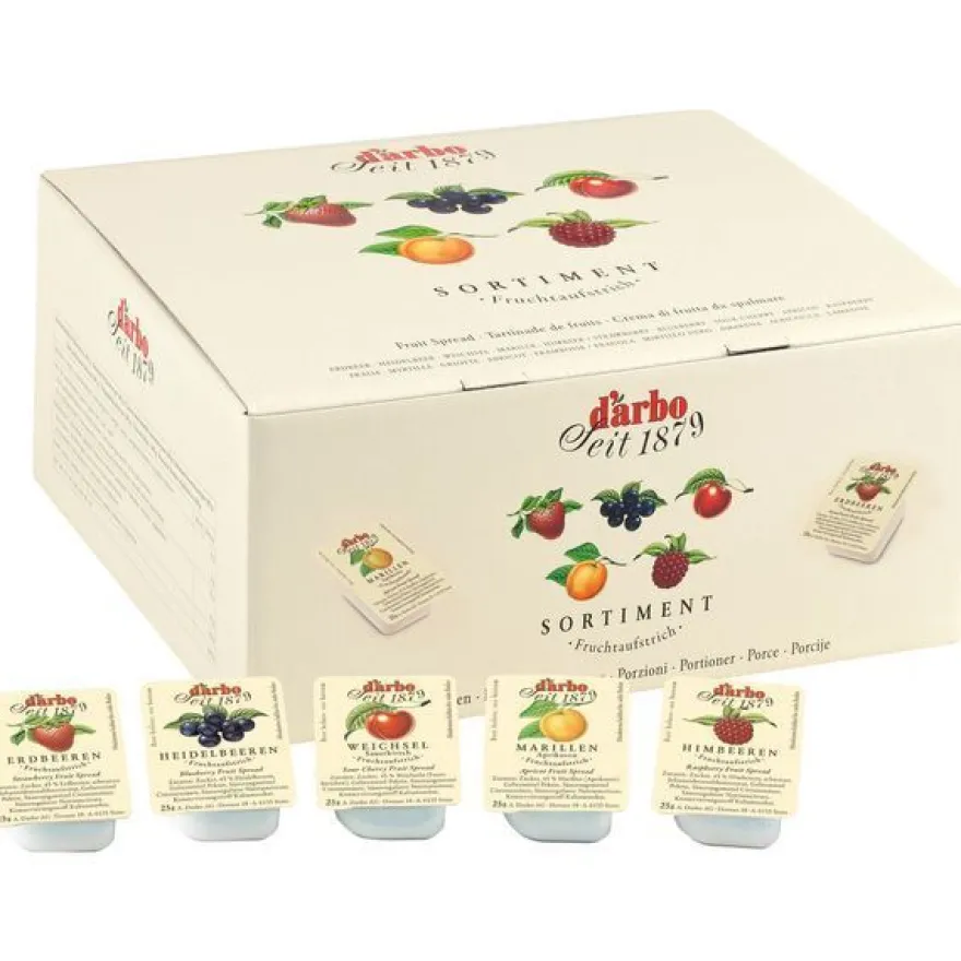 Darbo Konfitüre 100x25g, Fruchtaufstrich sortiert Fruchtanteil 45