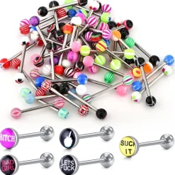 55 D. Bella Zungenpiercing 14G Chirurgenstahl 16mm Herz Blume Nippelpiercing