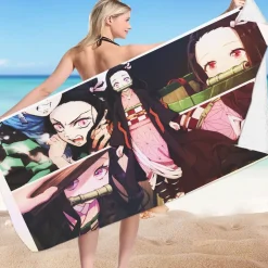 3D Demon Slayer Zenitsu Pool Handtuch Tanjirou Nezuko Inosuke Strandtuch Badetücher