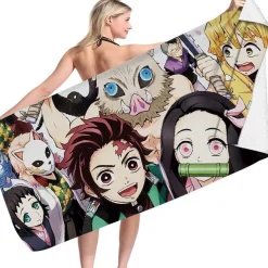 3D Demon Slayer Zenitsu Pool Handtuch Tanjirou Nezuko Inosuke Strandtuch Badetücher